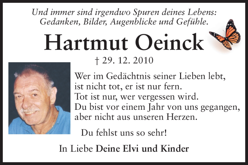  Traueranzeige für Hartmut Oeinck vom 29.12.2011 aus Darmstädter Echo, Odenwälder Echo, Rüsselsheimer Echo, Groß-Gerauer-Echo, Ried Echo