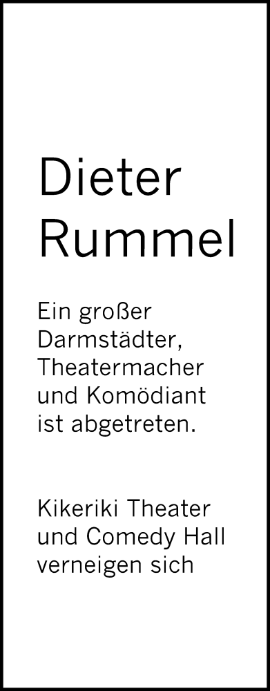  Traueranzeige für Dieter Rummel vom 20.11.2013 aus Echo-Zeitungen (Gesamtausgabe)