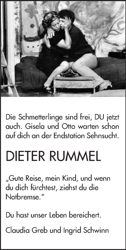  Traueranzeige für Dieter Rummel vom 20.11.2013 aus Echo-Zeitungen (Gesamtausgabe)