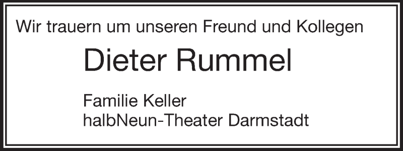  Traueranzeige für Dieter Rummel vom 20.11.2013 aus Darmstädter Echo, Odenwälder Echo, Rüsselsheimer Echo, Groß-Gerauer-Echo, Ried Echo