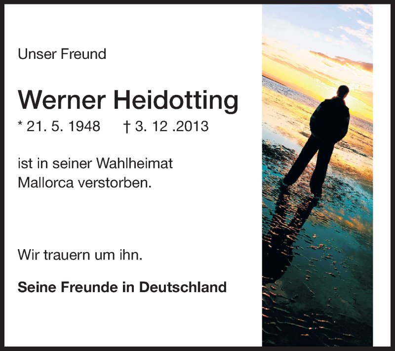  Traueranzeige für Werner Heidotting vom 07.12.2013 aus Echo-Zeitungen (Gesamtausgabe)