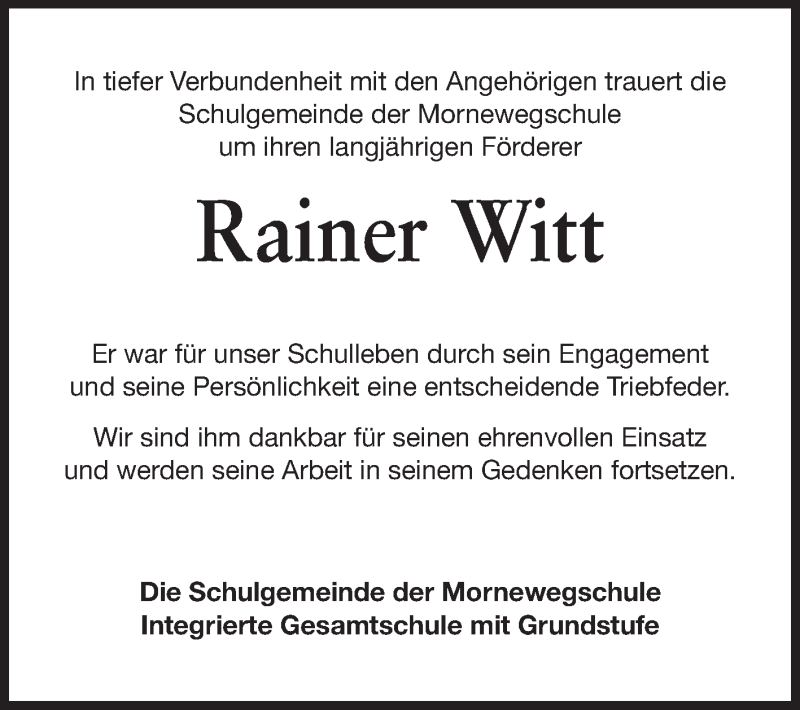  Traueranzeige für Rainer Witt vom 22.10.2014 aus Echo-Zeitungen (Gesamtausgabe)