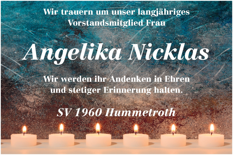  Traueranzeige für Angelika Nicklas vom 30.12.2014 aus Odenwälder Echo