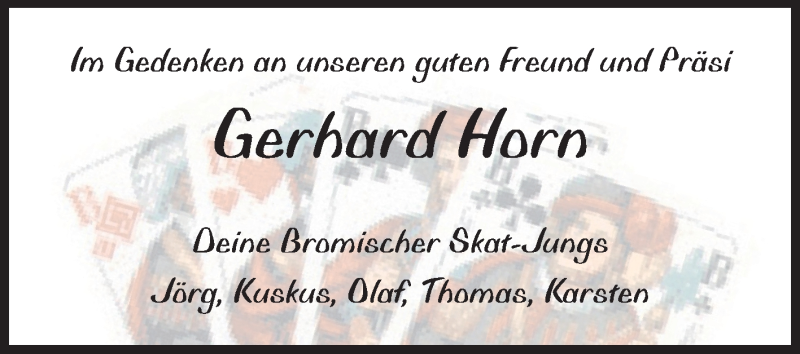  Traueranzeige für Gerhard Horn vom 30.05.2015 aus Odenwälder Echo