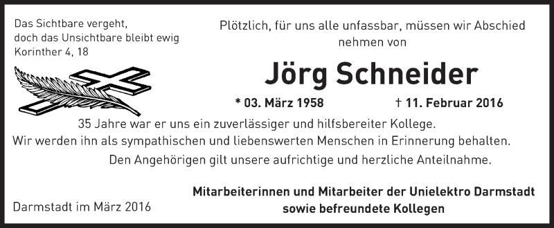  Traueranzeige für Jörg Schneider vom 05.03.2016 aus trauer.echo-online.de
