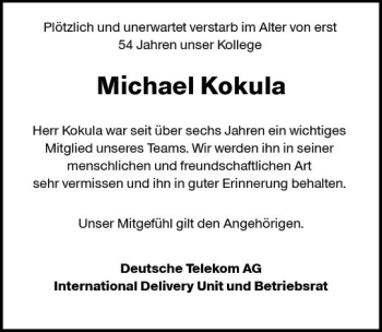 Traueranzeige von Michael Kokula von Trauerportal Rhein Main Presse