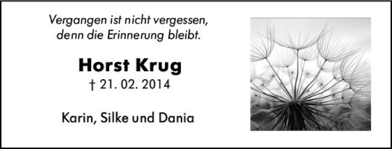  Traueranzeige für Horst Krug vom 22.02.2019 aus vrm-trauer